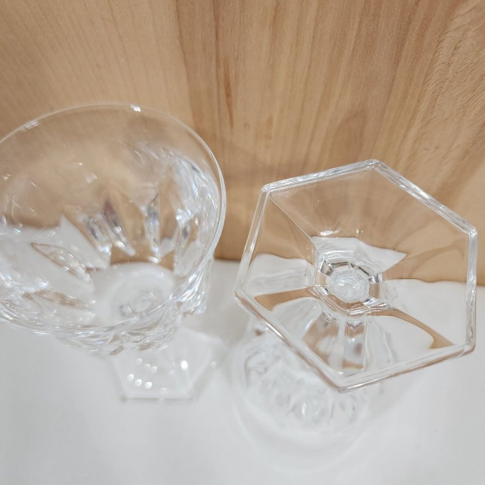 2) Chaumont Crystal Wine Goblets Cristal D'Arques Durand 5.5" spiky linear cuts - Picture 7 of 9